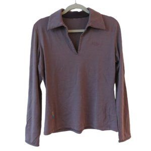 ICEBREAKER 190 100% Merino Wool Light Purple Long Sleeve Collared Baselayer Top